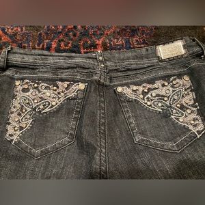 Low waisted Bedazzled black Grace in LA jeans. Size 13/30